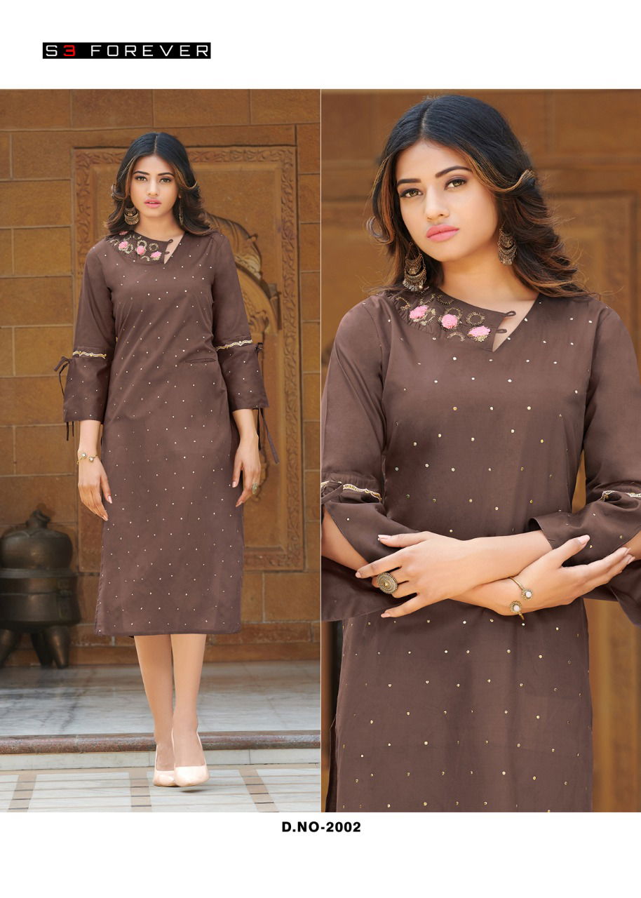 S3 Forever Croma Silk Designer Kurti Wholesale Price In Surat